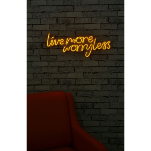 Wallity Ukrasna plastična LED rasvjeta, Live More Worry Less - Yellow slika 2