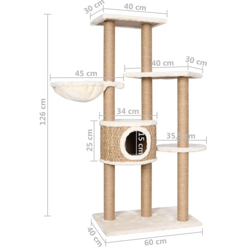 Penjalica za mačke sa stupovima za grebanje 126 cm morska trava slika 14