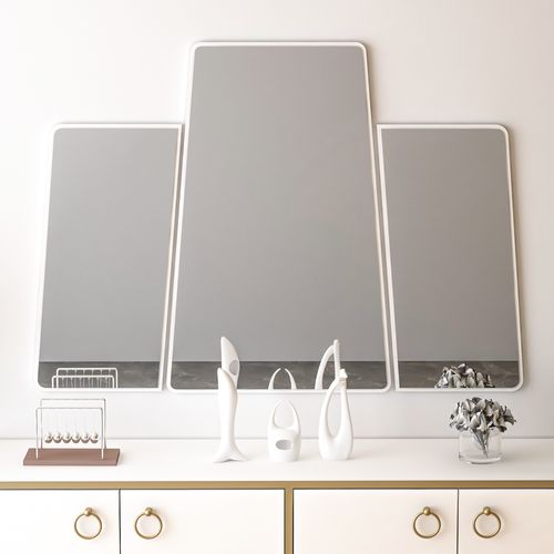 Forza Large - White White Decorative Chipboard Mirror slika 2