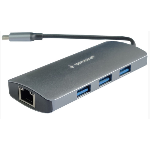 A-CMU3-LAN-05 ** Gembird TYPE C TO RJ45 gigabit + 3xUSB3.1 hub ALUMINIUM (alt. A-CMU3-LAN-01 1077) slika 1