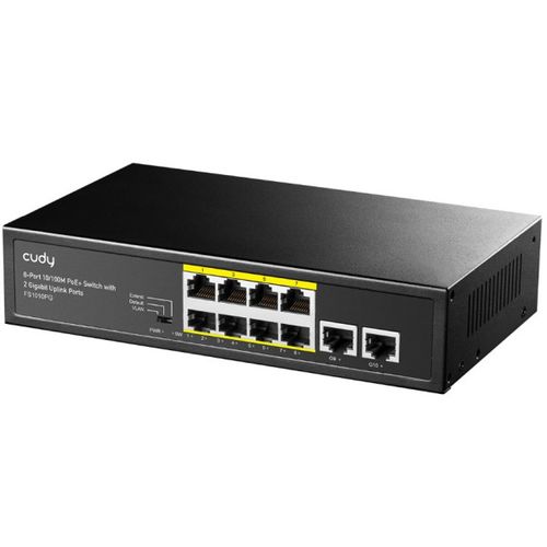 Cudy FS1010PG 8-Port 10/100M PoE+ Switch, 2Uplink 10/100/1000M, 120W, 250m, steel (Alt.PFS3010-8ET) slika 2