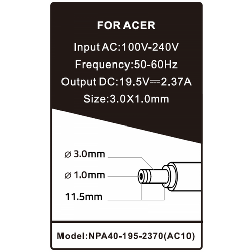 NPA40-195-2370 (AC10) ** Gembird punjac za laptop 40W-19.5V-2.37A, 3.0x1.1mm black (747 alt=AC08) slika 3