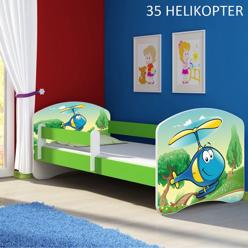 Dječji krevet ACMA s motivom, bočna zelena 140x70 cm - 35 Helikopter slika 1