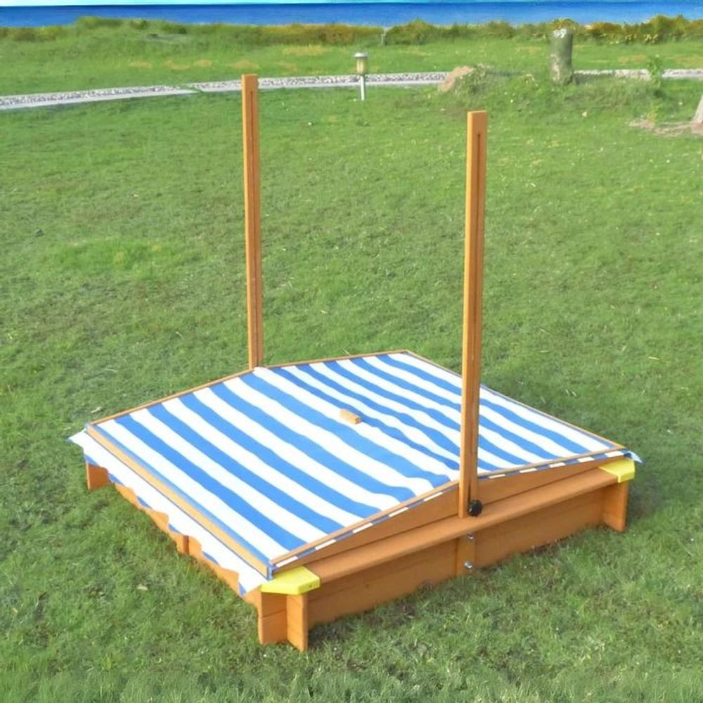 Kinder Home Drveni pješčanik sa podesivom tendom, 118х118cm slika 7