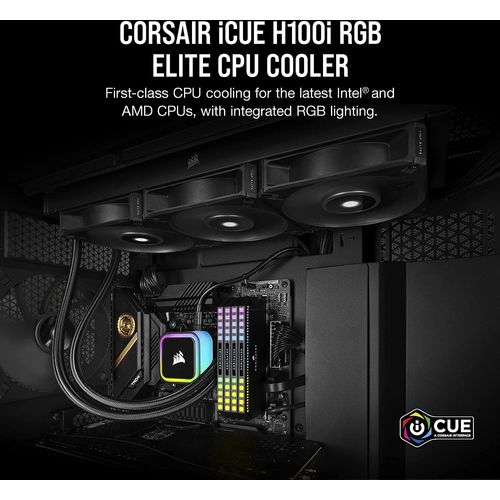 CORSAIR iCUE H100i RGB ELITE Liquid CPU Cooler  slika 2