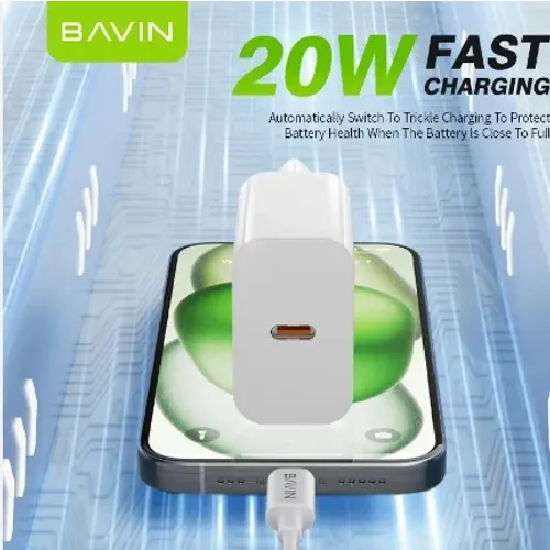 Bavin punjač 20W USB-C + kabl type-C bela slika 2