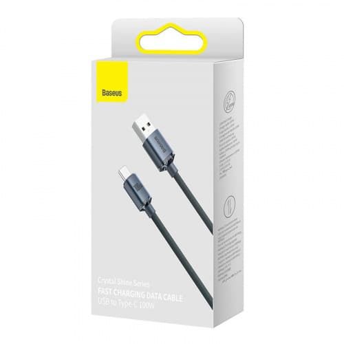 BASEUS CRYSTAL KABEL USB NA USB-C, 100W, 1.2M (CRNI) slika 6