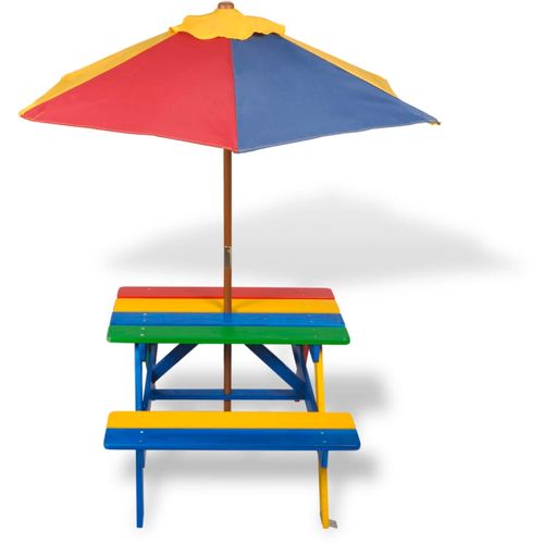 Dječji stol &amp; klupe za piknik sa suncobranom četiri boje slika 17