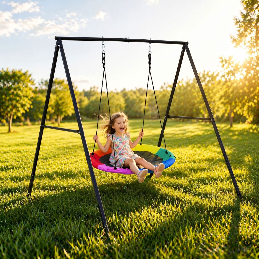 ECOTOYS vrtna dječja ljuljačka „ gnijezdo” 100 cm s čeličnim okvirom slika 2
