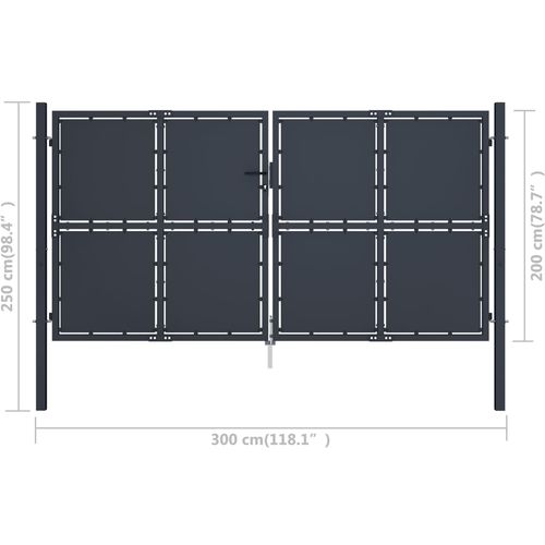Vrtna vrata čelična 300 x 200 cm antracit slika 18