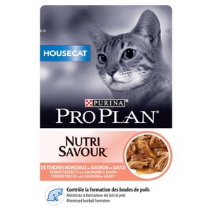 PRO PLAN Housecat Nutrisavour, mekani komadi s lososom u umaku, 26x85g