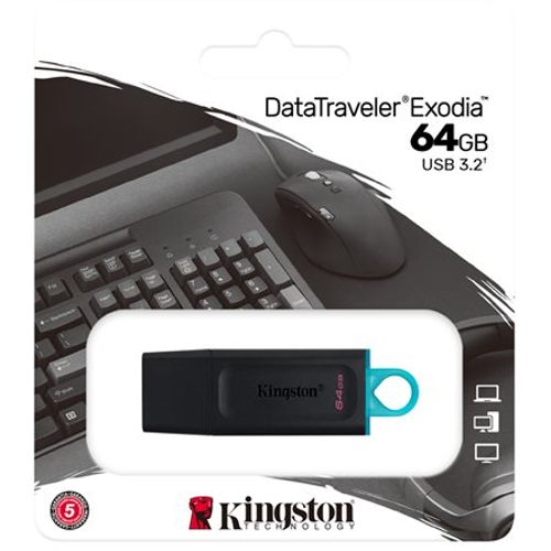 USB stick Kingston 64GB USB3.2 Gen1 DT Bk+Teal DTX/64GB slika 3
