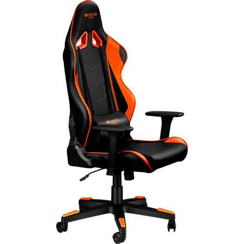 CANYON Deimos GС-4 Gaming chair, PU leather, Original foam and Cold molded foam, Metal Frame, Top gun mechanism, 90-165 dgree, 3D armrest, Class 4 gas lift, Nylon 5 Stars Base, 60mm PU caster, black+Orange. slika 2