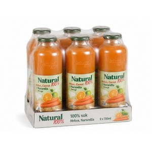 Natural 100% sok Mrkva Narandža flaša 750ml x 6 kom