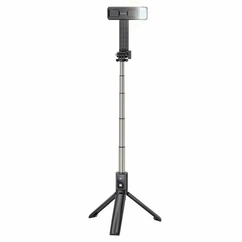 HOCO aluminijski selfie stick s LED svjetlom i bluetooth daljinskim K15 crni slika 3