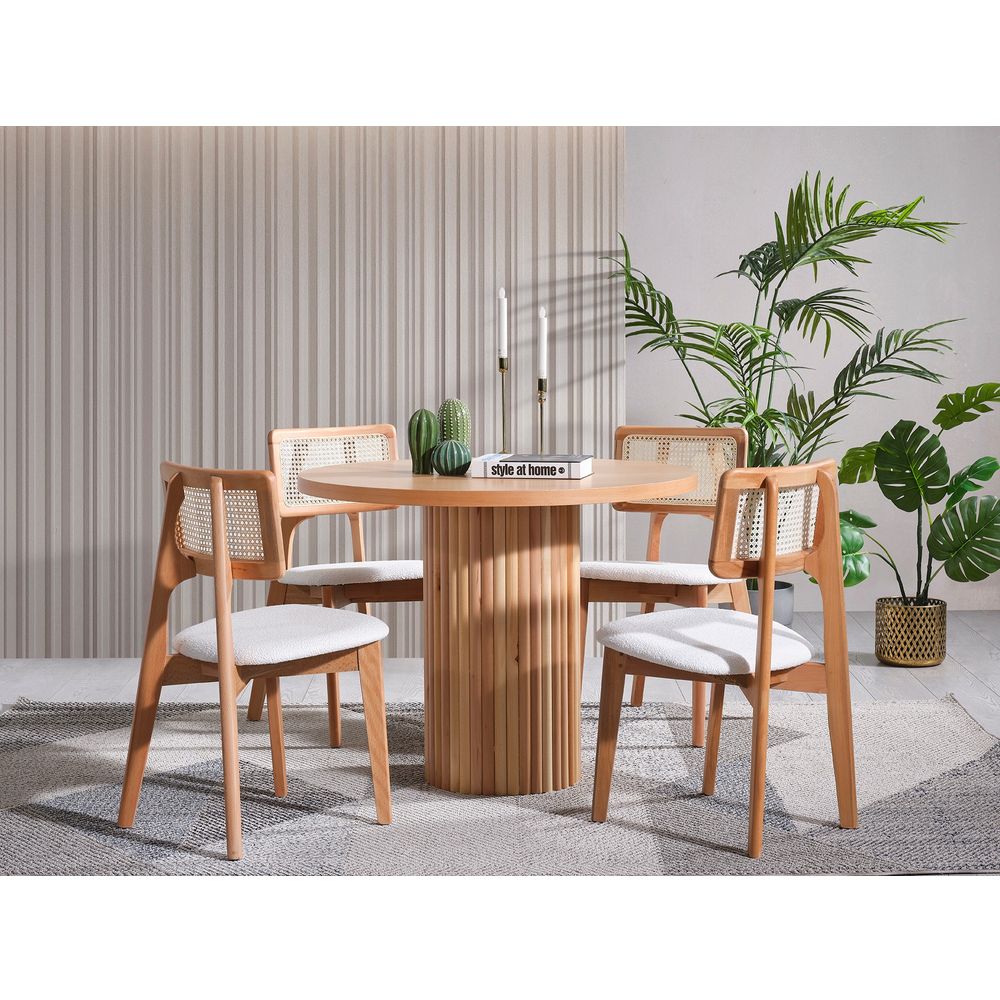 Set stola i stolica 'Lova' od prirodnog bukovog drveta (4 komada) slika 1