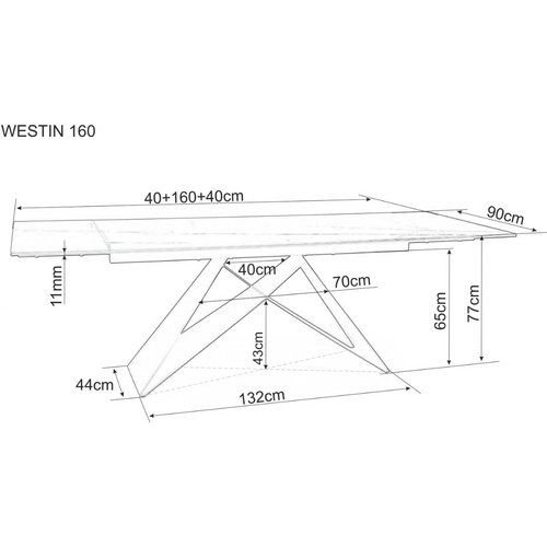 Stol WESTIN - kaljeno staklo + talijanska keramika slika 7