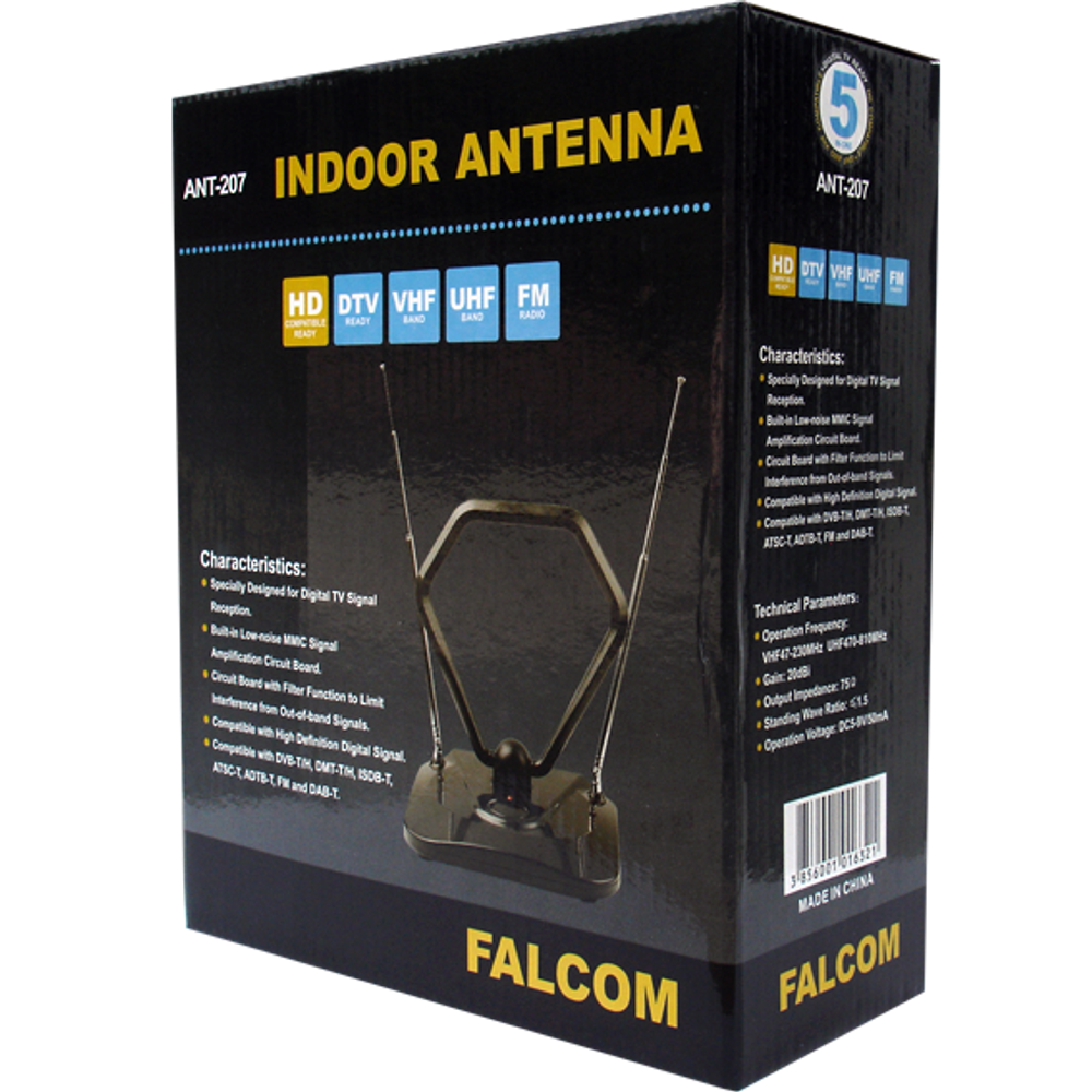 Falcom Antena sobna sa pojačalom, UHF/VHF, crna - ANT-207 slika 2