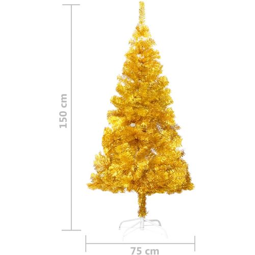 Umjetno božićno drvce LED sa stalkom zlatno 150 cm PET slika 8