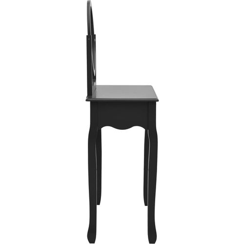 Toaletni stolić sa stolcem crni 65x36x128 cm paulovnija i MDF slika 17