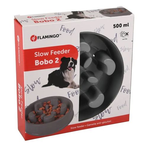 Posuda za hranjenje Slow Feeder Bobo 2 - Siva, 500ml, fi 16,5cm slika 1