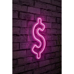 Wallity Ukrasna plastična LED rasvjeta, Dollar Sign - Pink