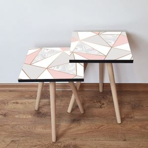 Nesting stolovi 2Shp318 - (2 komada) - boje: ružičasta, bež, siva