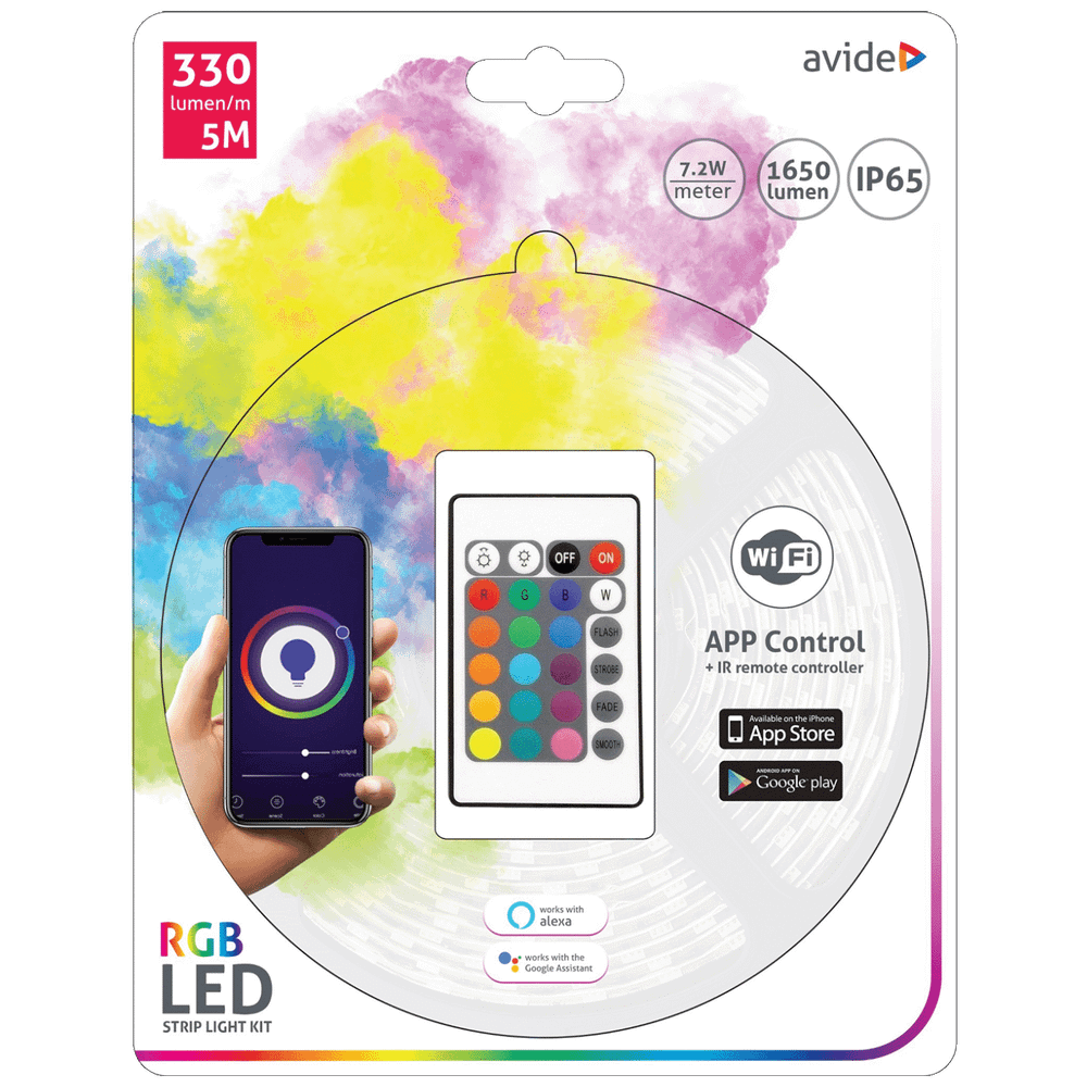 Avide LED traka sa daljinskim upravljačem, 5 metara - ABLSBL12V5050-30RGB-WIFI+IR slika 1