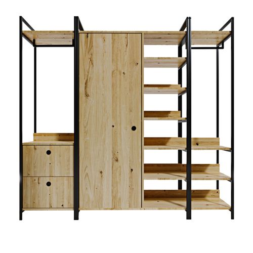 Hanah Home Okan Ã–zel TasarÄ±m GardÄ±rop L600 OakBlack Wardrobe slika 5