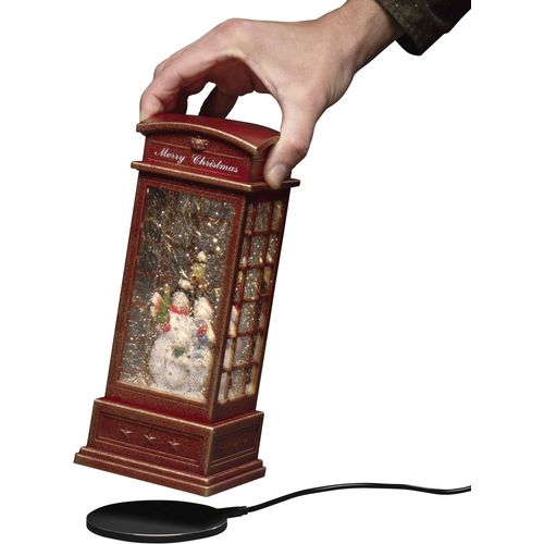 Konstsmide 4371-550 LED krajolik telefonska govornica s obitelji snjegovića    toplo bijela LED crvena prekrivena snijegom, ispunjena vodom, timer, s prekidačem slika 5