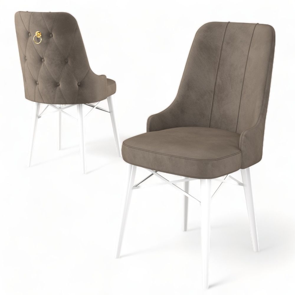Pare - Cappuccino, Bijeli Set Stolica (4 Komada) slika 3