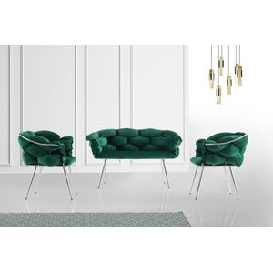 Sofa Set BC-2119 - Zeleni Sjedala s Hromiranim Okvirom