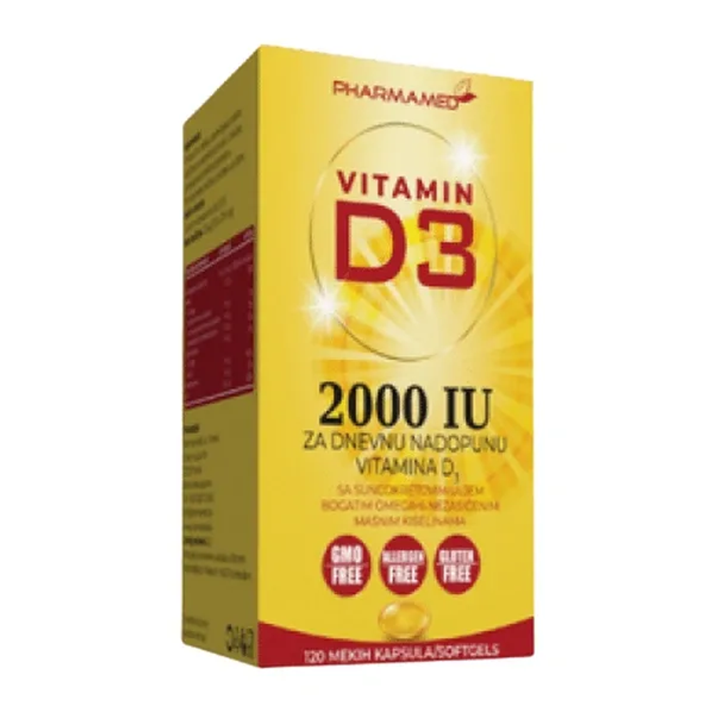 Pharmamed Vitamin D3 2000 IU Kapsule dodatak ishrani za imunitet i kosti 120 kapsula slika 1