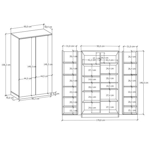 Paose - Walnut, White WalnutWhite Multi Purpose Cabinet slika 6