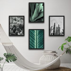 Wallity Uokvirena slika (4 komada), Green  and  Cactus Set