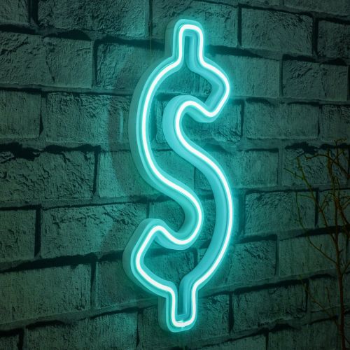 Wallity Ukrasna plastična LED rasvjeta, Dollar Sign - Blue slika 9