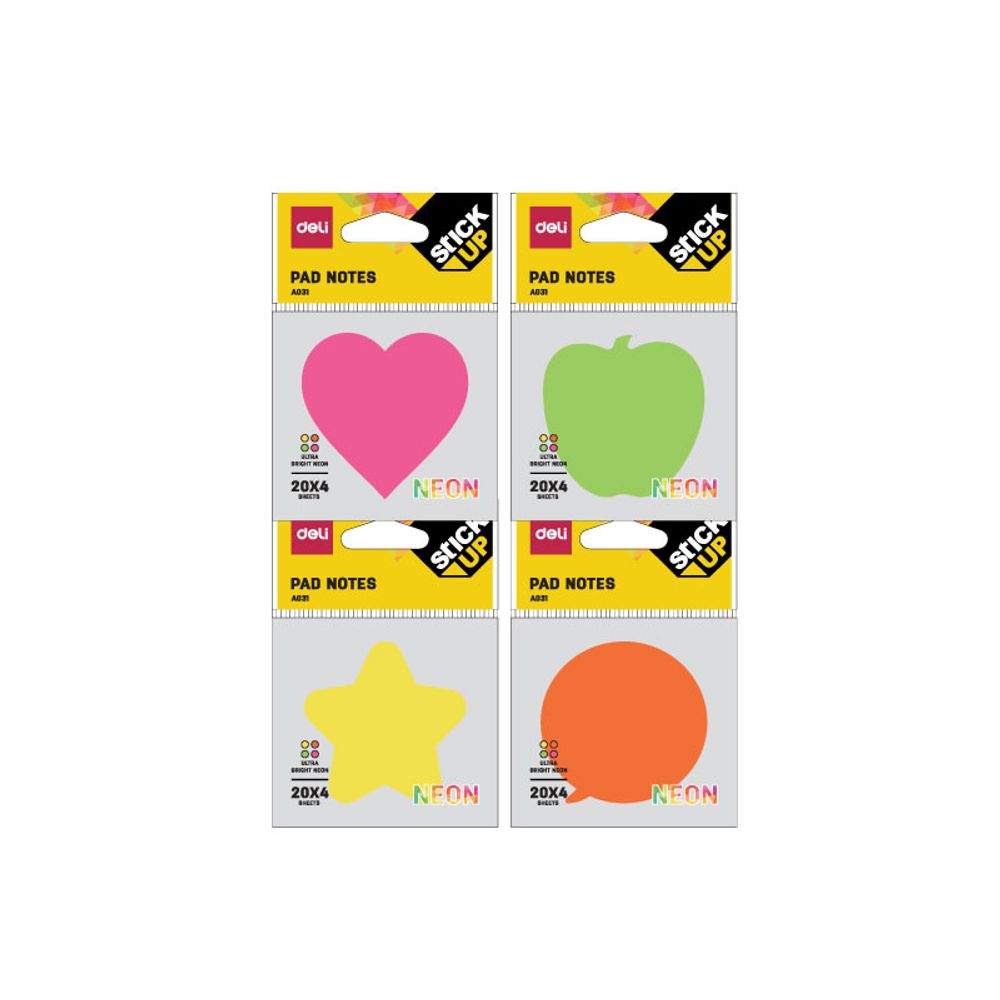 STIKERI BLOK NEON OBLICI DELI 76x76mm MIX BOJE EA03202 20*4 LISTA slika 1