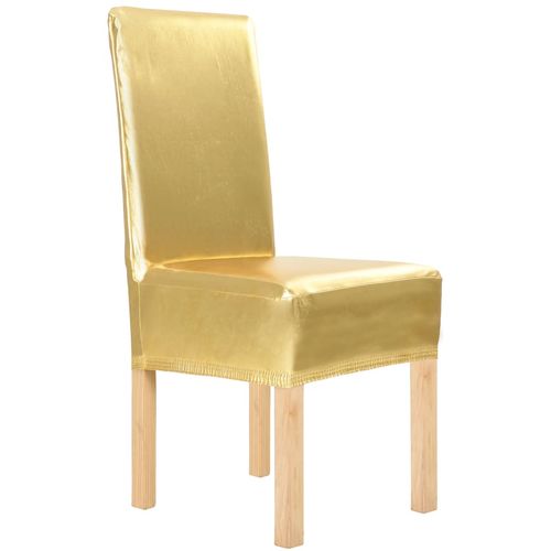 Ravne navlake za stolice 6 kom rastezljive zlatne slika 1
