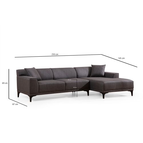 Atelier Del Sofa Kutna garnitura, Antracit, Petra R Corner - Anthracite slika 10