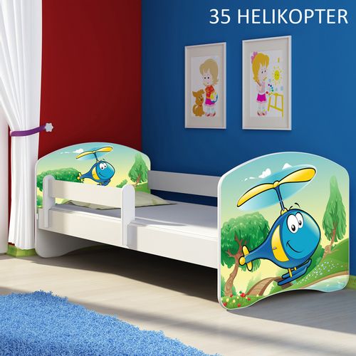 Dječji krevet ACMA s motivom, bočna bijela 160x80 cm 35-helikopter slika 1