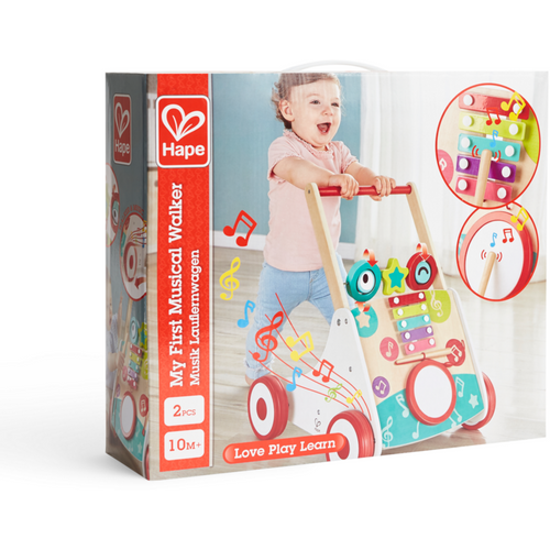 Hape Drvena muzička guralica Music Push Learning Walker E0383A slika 9