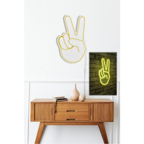 Wallity Ukrasna plastična LED rasvjeta, Victory Sign - Yellow slika 2