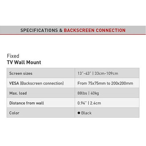 BARKAN E202+.B LCD TV zidni nosač do 39 inča slika 7