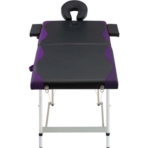 Sklopivi masažni stol s 2 zone aluminijski crno-ljubičasti slika 25