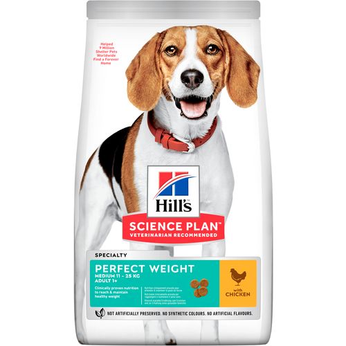 Hill's Science Plan Pas Perfect Weight Medium Adult Piletina, 12kg slika 1