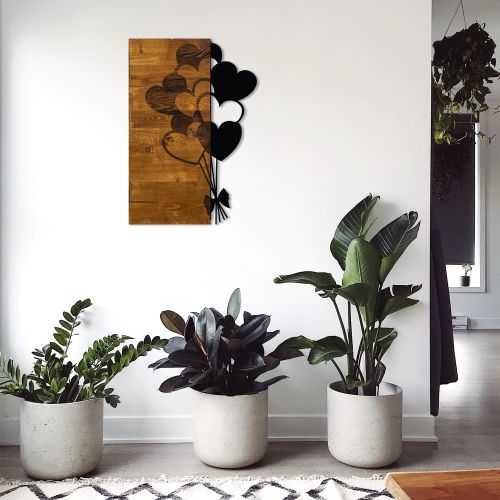 Love Metal WalnutBlack Decorative Wooden Wall Accessory slika 1