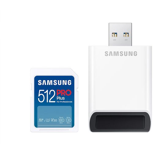 Samsung Memorijska kartica PRO Plus Full Size SDXC 512GB U3 + Card Reader MB-SD512SB slika 1
