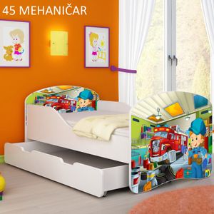 Dječji krevet ACMA s motivom + ladica 140x70 cm - 45 Mehaničar