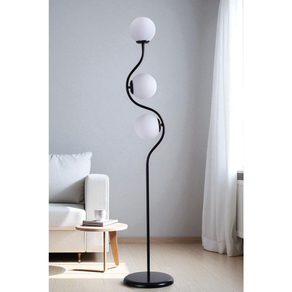 Opviq Podna lampa 947, bijela, crna slika 1
