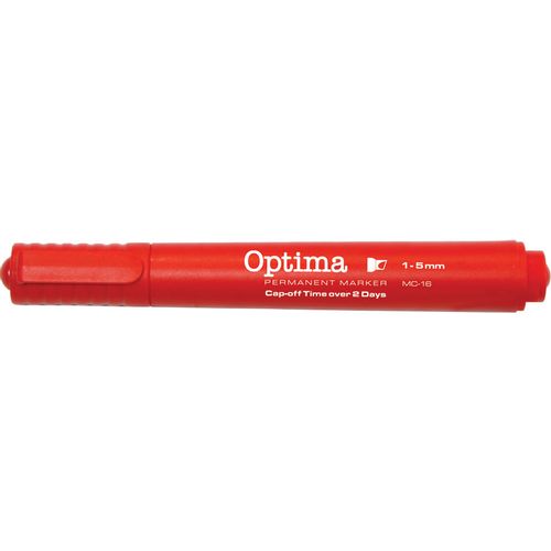 Marker permanentni OPTIMA MC16 1-5mm kosi vrh crveni, pakiranje 12/1 slika 1